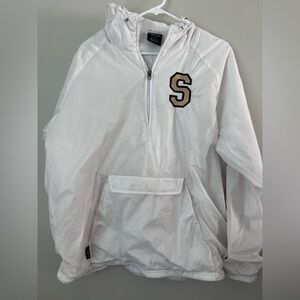 Charles‎ River Apparel White WOMENJacket with Black and Gold Lettering